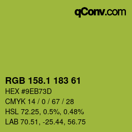 カラーコード: RGB 158.1 183 61 | qconv.com