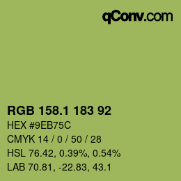 カラーコード: RGB 158.1 183 92 | qconv.com