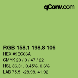 カラーコード: RGB 158.1 198.8 106 | qconv.com