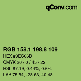 カラーコード: RGB 158.1 198.8 109 | qconv.com