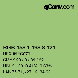 カラーコード: RGB 158.1 198.8 121 | qconv.com