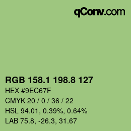 カラーコード: RGB 158.1 198.8 127 | qconv.com