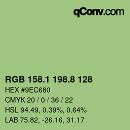 カラーコード: RGB 158.1 198.8 128 | qconv.com
