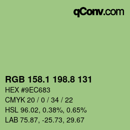 カラーコード: RGB 158.1 198.8 131 | qconv.com