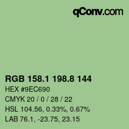 カラーコード: RGB 158.1 198.8 144 | qconv.com