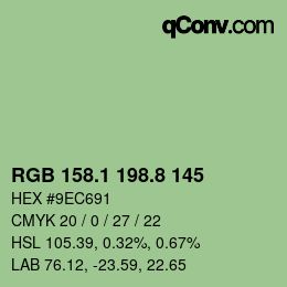 カラーコード: RGB 158.1 198.8 145 | qconv.com