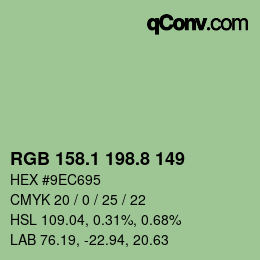 カラーコード: RGB 158.1 198.8 149 | qconv.com