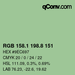 カラーコード: RGB 158.1 198.8 151 | qconv.com