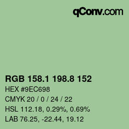 Color code: RGB 158.1 198.8 152 | qconv.com