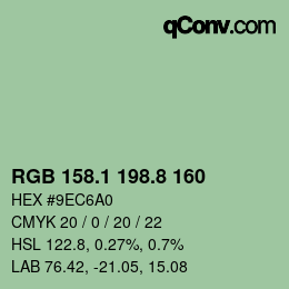 カラーコード: RGB 158.1 198.8 160 | qconv.com