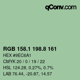 Color code: RGB 158.1 198.8 161 | qconv.com