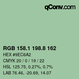Color code: RGB 158.1 198.8 162 | qconv.com