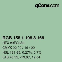 Color code: RGB 158.1 198.8 166 | qconv.com