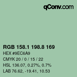 カラーコード: RGB 158.1 198.8 169 | qconv.com