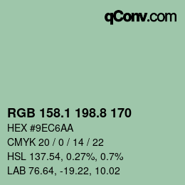 カラーコード: RGB 158.1 198.8 170 | qconv.com