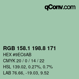 Color code: RGB 158.1 198.8 171 | qconv.com