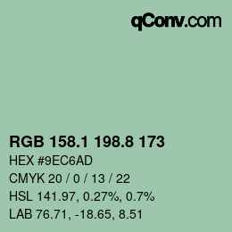 Color code: RGB 158.1 198.8 173 | qconv.com