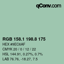 カラーコード: RGB 158.1 198.8 175 | qconv.com