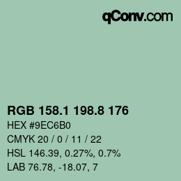Color code: RGB 158.1 198.8 176 | qconv.com