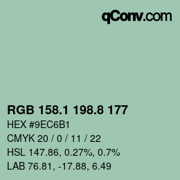 Color code: RGB 158.1 198.8 177 | qconv.com