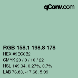 Código de color: RGB 158.1 198.8 178 | qconv.com