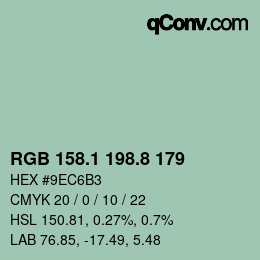 カラーコード: RGB 158.1 198.8 179 | qconv.com