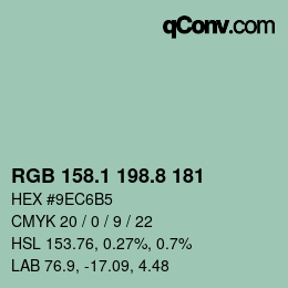 Farbcode: RGB 158.1 198.8 181 | qconv.com