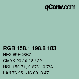 Color code: RGB 158.1 198.8 183 | qconv.com