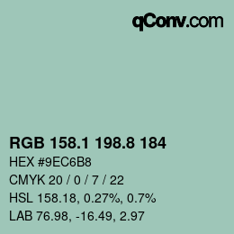 カラーコード: RGB 158.1 198.8 184 | qconv.com