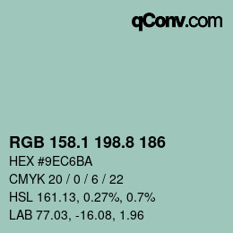 カラーコード: RGB 158.1 198.8 186 | qconv.com