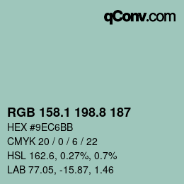 カラーコード: RGB 158.1 198.8 187 | qconv.com