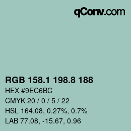 Farbcode: RGB 158.1 198.8 188 | qconv.com