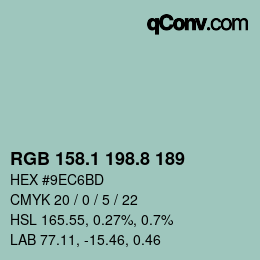 カラーコード: RGB 158.1 198.8 189 | qconv.com