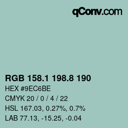 カラーコード: RGB 158.1 198.8 190 | qconv.com