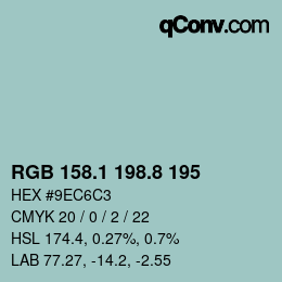 Color code: RGB 158.1 198.8 195 | qconv.com