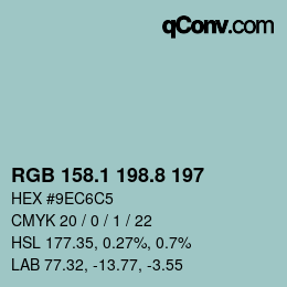 Color code: RGB 158.1 198.8 197 | qconv.com