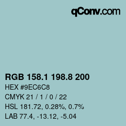 カラーコード: RGB 158.1 198.8 200 | qconv.com