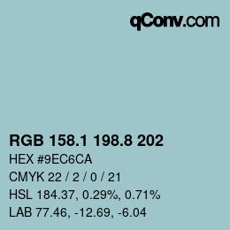 Color code: RGB 158.1 198.8 202 | qconv.com