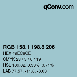 Código de color: RGB 158.1 198.8 206 | qconv.com
