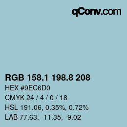 Color code: RGB 158.1 198.8 208 | qconv.com