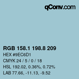 カラーコード: RGB 158.1 198.8 209 | qconv.com