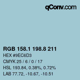 カラーコード: RGB 158.1 198.8 211 | qconv.com