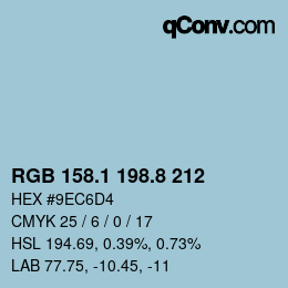 Color code: RGB 158.1 198.8 212 | qconv.com