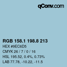 Color code: RGB 158.1 198.8 213 | qconv.com
