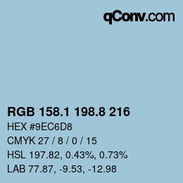 Color code: RGB 158.1 198.8 216 | qconv.com