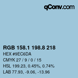 Color code: RGB 158.1 198.8 218 | qconv.com