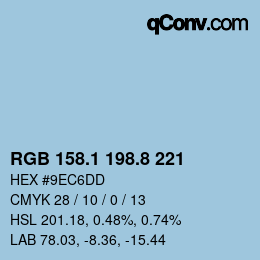 Color code: RGB 158.1 198.8 221 | qconv.com