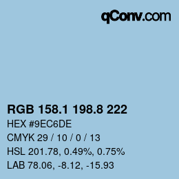 Color code: RGB 158.1 198.8 222 | qconv.com