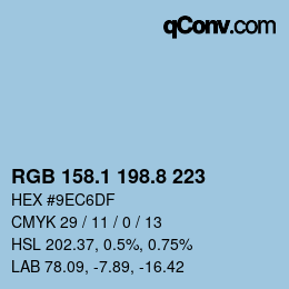 Color code: RGB 158.1 198.8 223 | qconv.com