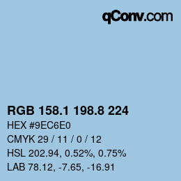 カラーコード: RGB 158.1 198.8 224 | qconv.com